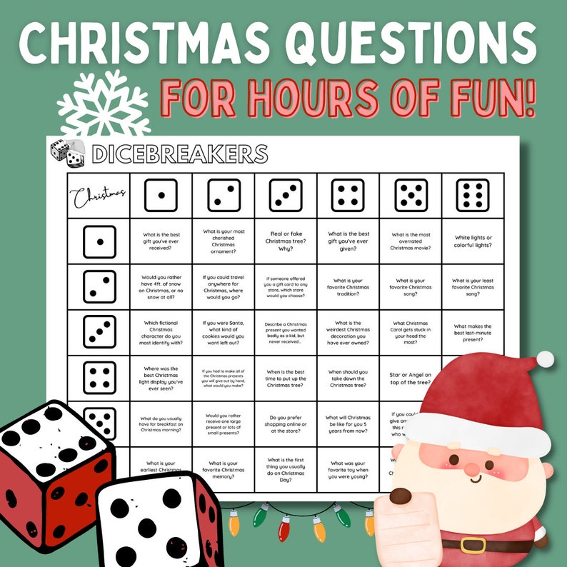 Dicebreaker CHRISTMAS Holiday & Christmas Icebreaker Questions