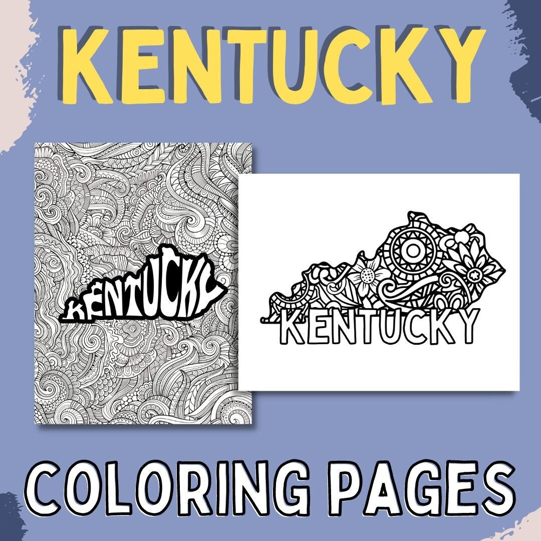 KENTUCKY Coloring Pages (state Name & Floral Mandala Coloring Sheet) 2 ...