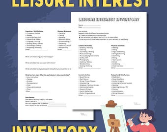 Leisure Interest Inventory Worksheet | Recreational Therapy Printable | Behavioral Activation Activity | Counseling & Mental Health Resource