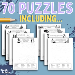 HOBBIES Word Search Puzzle Book – 70 Hobby-Themed Word Search Puzzles (Printable PDF) image 2