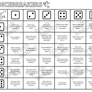 Dicebreaker VALENTINE'S DAY Valentine's Icebreaker Questions & Conversation Game Conversation-Starter Game Valentine's Question Game image 5