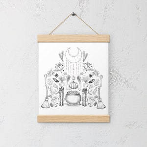 Poster grafico della strega della cucina con ganci