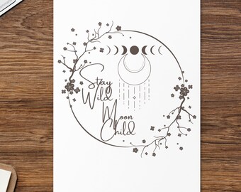 Tarjeta de felicitación stay Wild Moon Child - Blank Inside