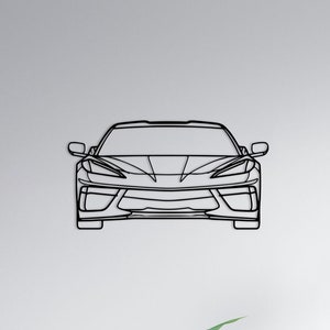 Corvette C8 Front Metal Wall Art , C8 Front Metal Wall Art , Car Front Theme Wall Decor , C8 Front Silhouette Metal Garage Sign