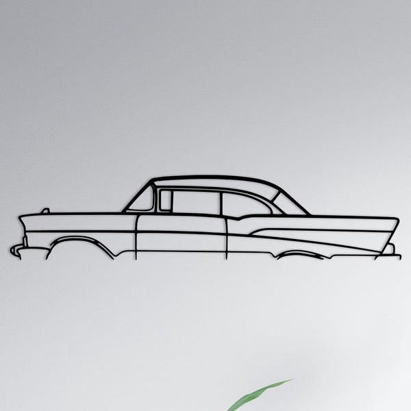 Bel Air 1957 Silhouette Metall Wandkunst, Bel Air Metall Wandkunst, Auto Silhouette Wand-Dekor, Garage Wand Zeichen