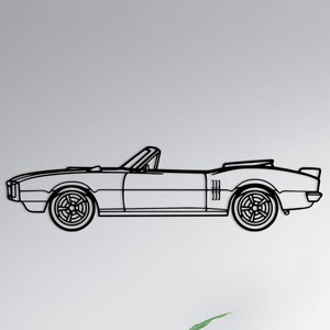 Arte de pared de metal con temática detallada de Firebird Convertible, arte de pared de metal de Firebird, letrero de pared de garaje de Firebird, decoración de coche personalizada