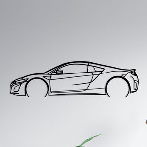 Nsx Detaillierte Silhouette Metallwandkunst, Nsx Detaillierte Metallwandkunst, Auto Silhouette Wanddekor, Nsx Detailliertes Garagenwandschild