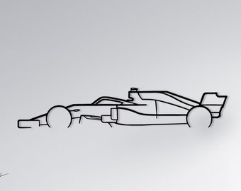 Racing Car Line Art: Metal Wall Decor for Garage