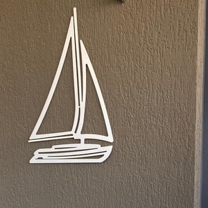 Sailboat Metal Wall Art , Sea Theme Metal Wall Decor , Sailboat Theme Wall Decor , Nautical Theme Sign , Marine Theme Sign