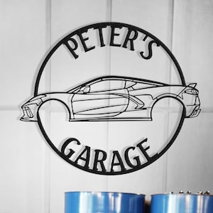 Custom Corvette C8 Silhouette Metal Wall Art , Metal Garage Sign , Garage Gift , Garage Decor , Office Car Decor , C8 Christmas Gift