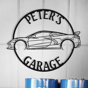 Custom Corvette C8 Silhouette Metal Wall Art , Metal Garage Sign , Garage Gift , Garage Decor , Office Car Decor , Metal Car Decor