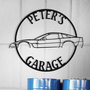 Custom Corvette C5 Silhouette Metal Wall Art , Metal Garage Sign , Garage Gift , Garage Decor , Office Car Decor , Metal Car Decor