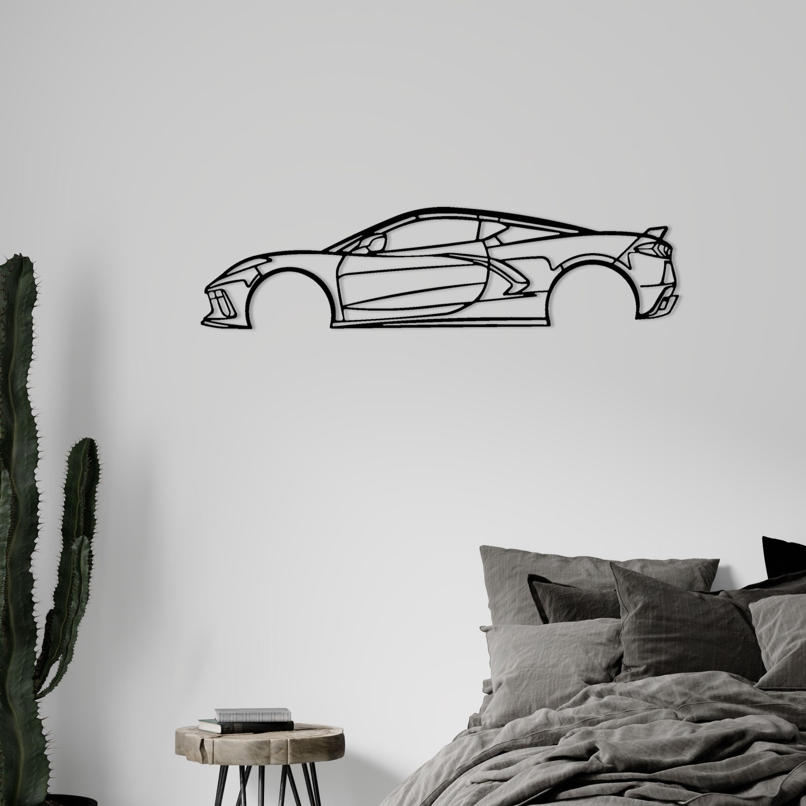 Corvette C8 Silhouette Metal Wall Art Corvette C8 Metal Wall Etsy Canada