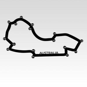 Australien Grandprix Map Metallschild, Grandprix Metallwandkunst, Australien Racing Map Metallwanddekor, Racing Map Wandkunst