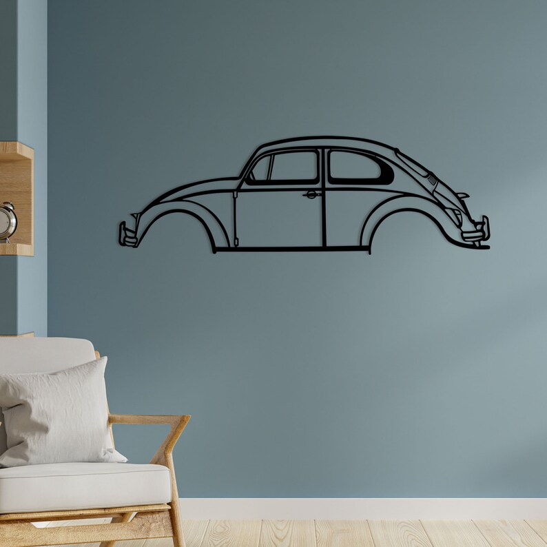 VW Beetle Silhouette Metal Wall Art Classic VW Beetle Metal Etsy