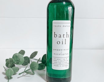 Peppermint Eucalyptus Bath Oil - massage oil - body oil - aromatherapy spa gift bath soak