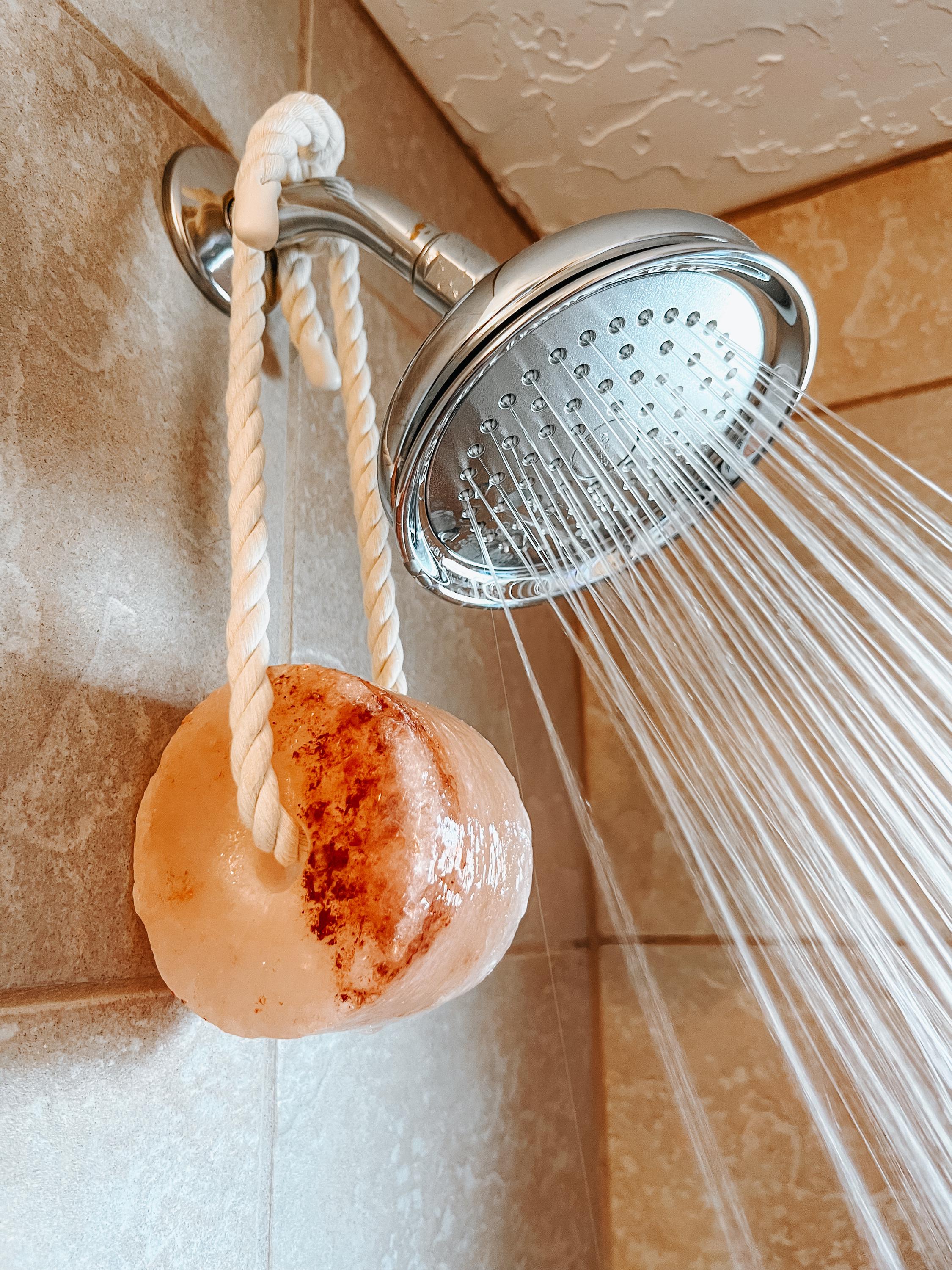 Bath and Shower Salt Rock Smooth Pink Himalayan salt rock shower steamer salt lamp air purifier detox unique gift gifts for her bath salt