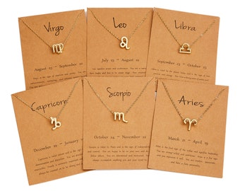 Horoscope Charm, Gold Plated Necklace, Zodiac Symbol, Astrology Sign, Gift For Women