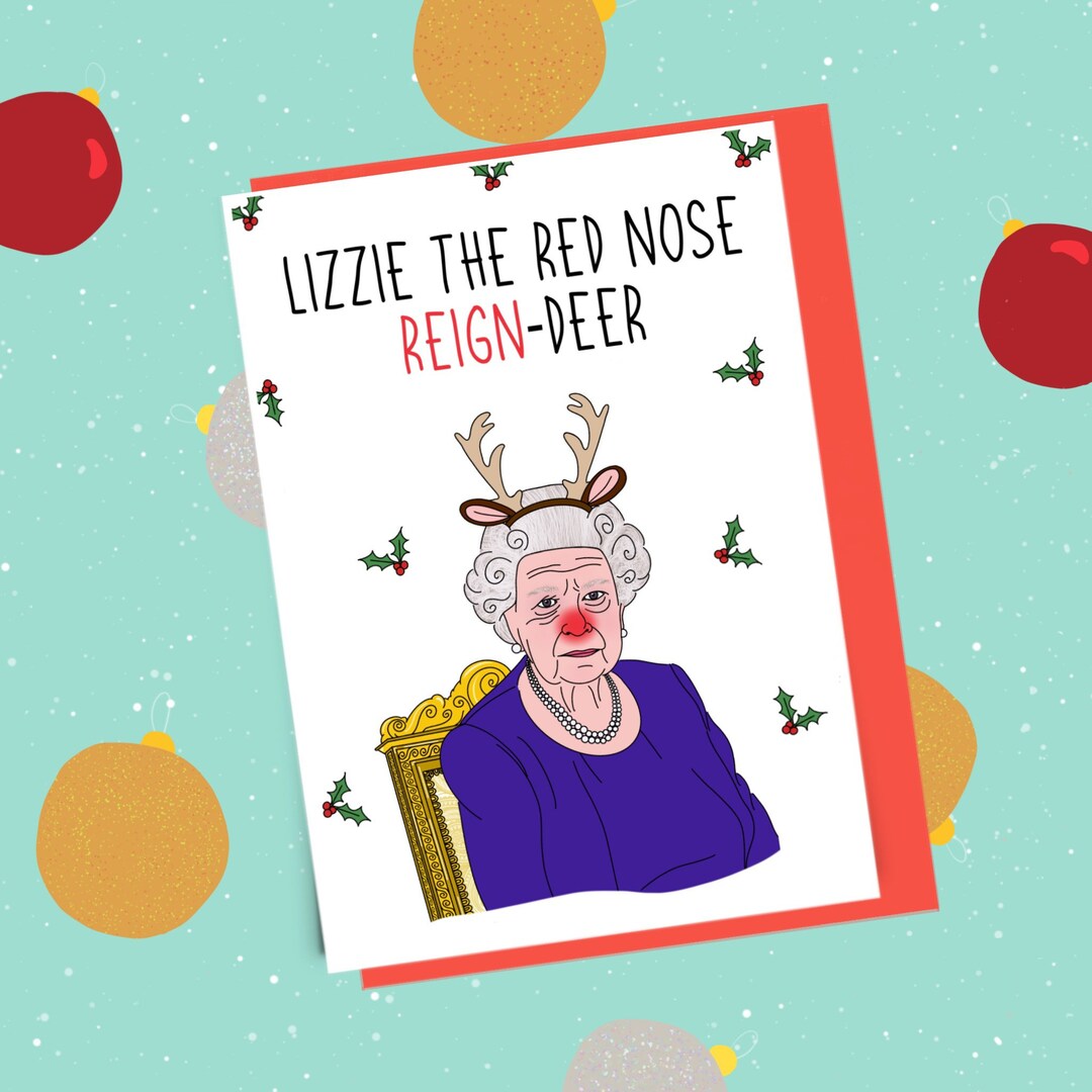 Queen Christmas Card Reigndeer Christmas Card Funny Etsy