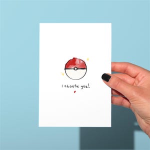 Te elijo a ti, tarjeta divertida de aniversario/San Valentín, tarjeta de felicitación divertida y linda de Pokémon, tarjeta