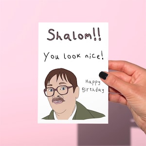 Jim Fri Night Dinner Birthday Card, “Shalom, You look nice” Jim Fri Night Dinner, Funny birthday Card