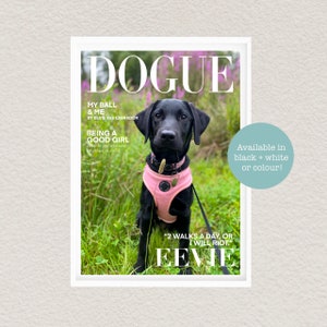 Pet magazine cover, custom pet print, custom pet magazine parody cover