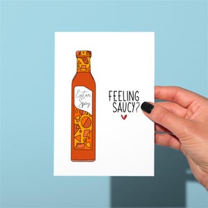 Funny Nando’s Anniversary card, extra spicy funny card, funny Valentine’s Day card, feeling saucy