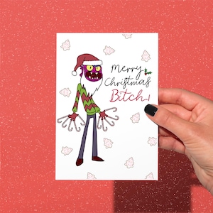Scary Terry Christmas card, Rick Christmas card, Morty funny Xmas card