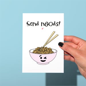 Funny noodle ramen lover Anniversary card, send noods pun funny card, funny Valentine’s Day card, noodles ramen