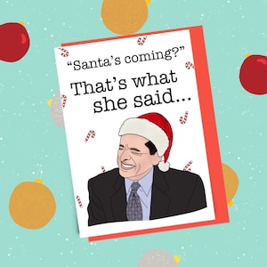 Michael Scott funny Christmas card, that’s what she said, office Christmas card , office Xmas card