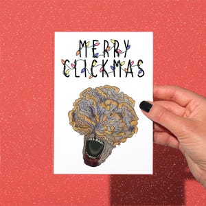 Merry clickmas, funny Christmas card last of us, funny Xmas card clickers, Joel and Ellie