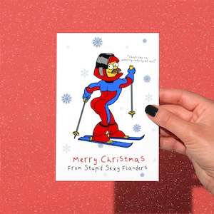 Cartão de Natal de Flandres sexy e estúpido, cartão engraçado dos Simpsons, cartão de Natal engraçado dos Simpsons, cartão de Natal de Flandres sexy e estúpido
