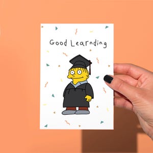 Ralph Wiggum Simpsons Graduation card, funny graduation/college card, funny greetings card, simpsons greeting card.
