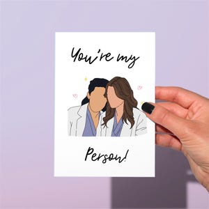 Greys You’re my person Greetings card, Meredith and Cristina, funny anatomy card, friendship card, Greys card