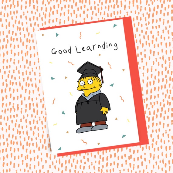 Ralph Wiggum Simpsons Graduation Card Funny Etsy UK