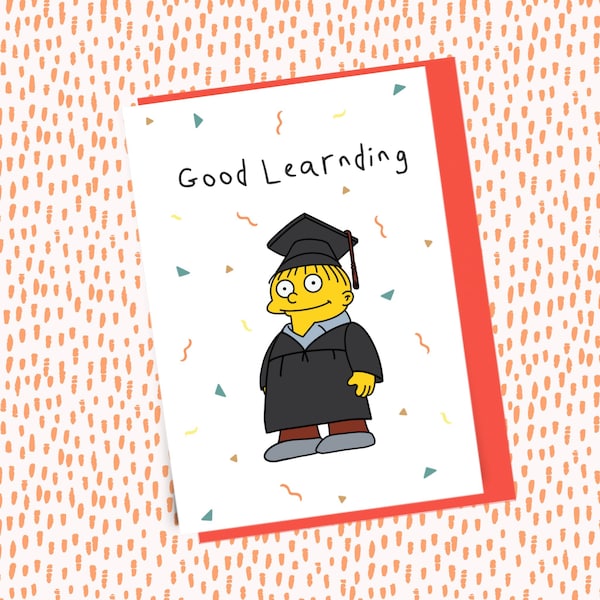 Ralph Wiggum Simpsons Graduation card, funny graduation/college card, funny greetings card, simpsons greeting card.