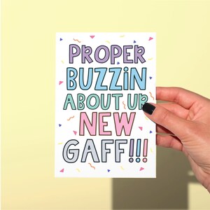 New home Card Manchester Slang, New Gaff greetings card, funny new home card