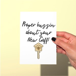 Proper buzzin about your new Gaff, New home owners greetings card, Manchester sayings, funny new home card