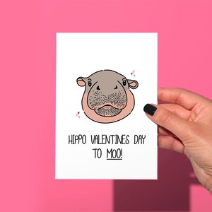 Carte de Saint-Valentin Moo Deng, hippopotame, carte d'amour drôle, drôle de bébé hippopotame TikTok mème inspiré