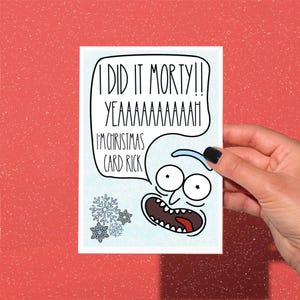 Biglietto di Natale Rick, divertente biglietto di Natale Morty, divertente biglietto di Natale Rick, Pickle Rick