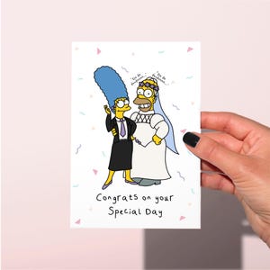 Homer Bride Wedding Card, Simpsons Wedding Congratulations, Marge and Homer, Funny Wedding card