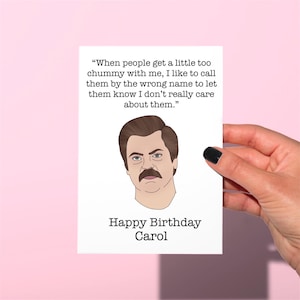 Carte d'anniversaire Ron Swanson, parcs et loisirs, carte drôle, carte de voeux drôle