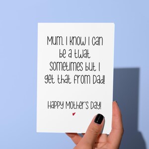 funny Mother’s Day card,dads side cute funny rude  Mother’s Day card, funny satire Mother’s Day card