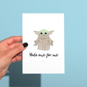 Cartão de aniversário/dia de Star Warz, cartão engraçado do bebê Yoda, cartão engraçado de felicitações de aniversário do Yoda One for Me