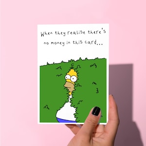 Homer in Bush-verjaardagskaart, grappige simpsons-verjaardagskaarten, grappige wenskaarten