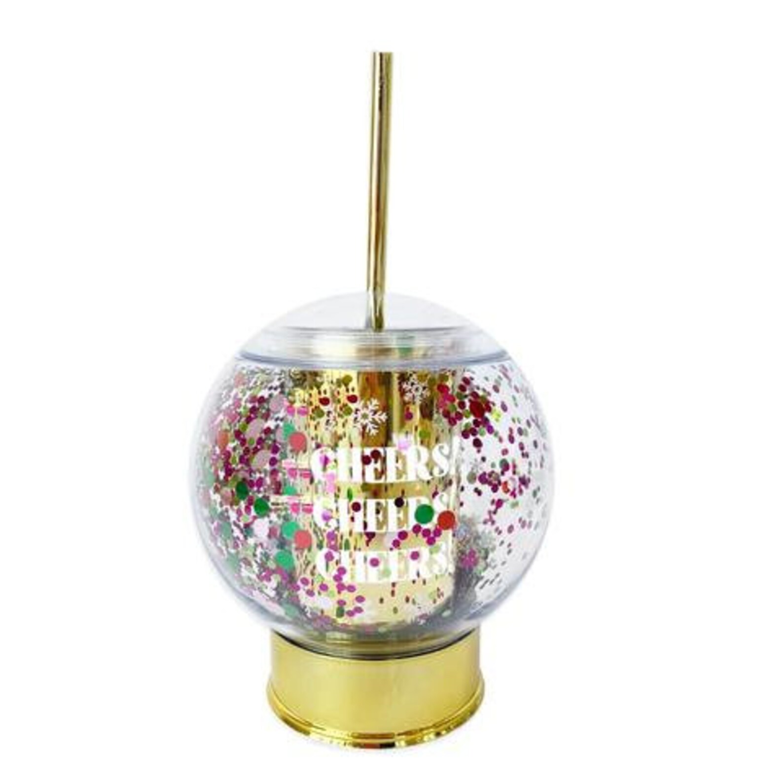Cheers Snow Globe Cup with Straw 14oz. Each Etsy