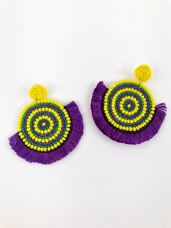 mardi gras fringe earrings
