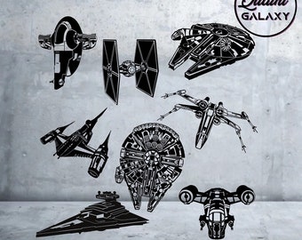 Star Wars-skepp SVG-paket – 8 minimalistiska designer (digital nedladdning)