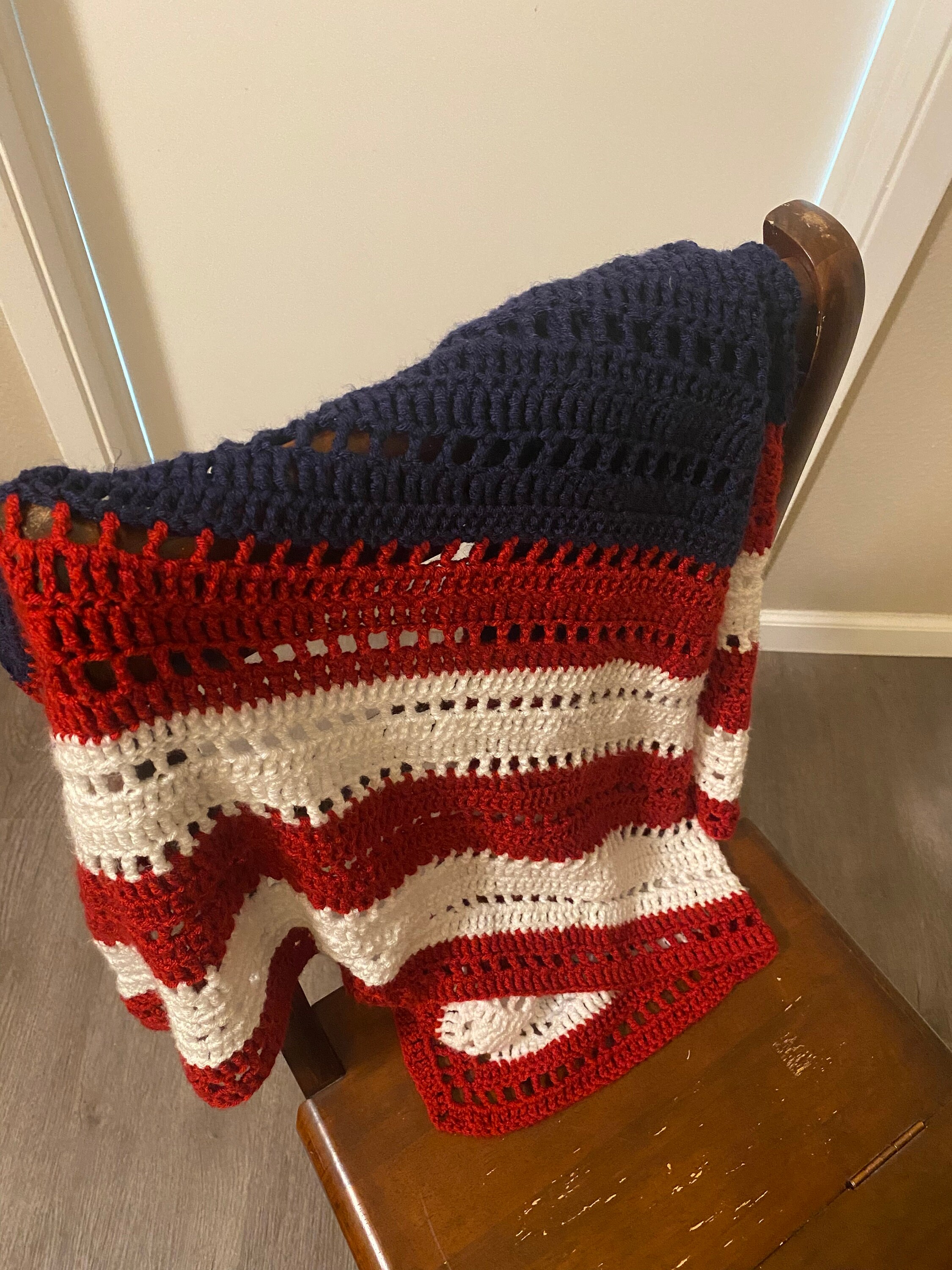 American Flag Themed Soft Red White and Blue Crochet Shawl - Etsy
