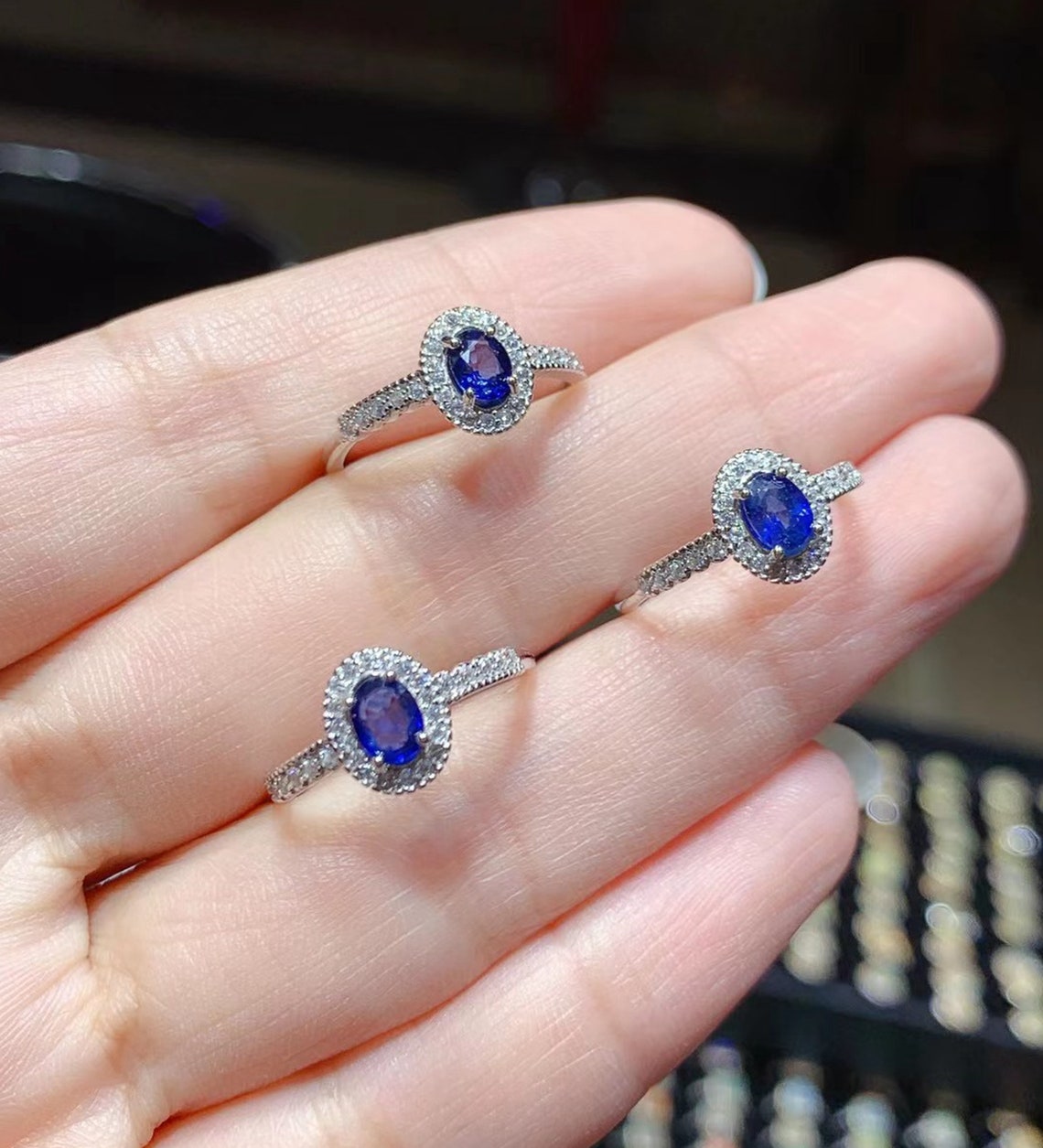 Sri Lanka sapphire ring 925 silver adjustable size ring Etsy